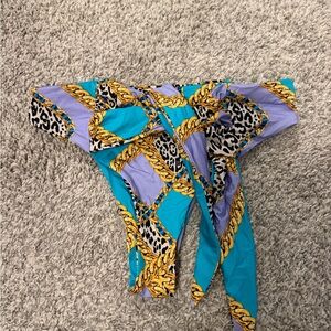 iNAMORATA Blue and Purple Chain Print Bikini Bottom